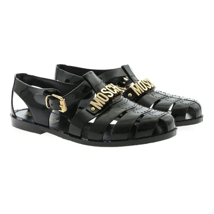 Moschino e rubberen strandsandalen met gouden logo-Heren Sandalen
